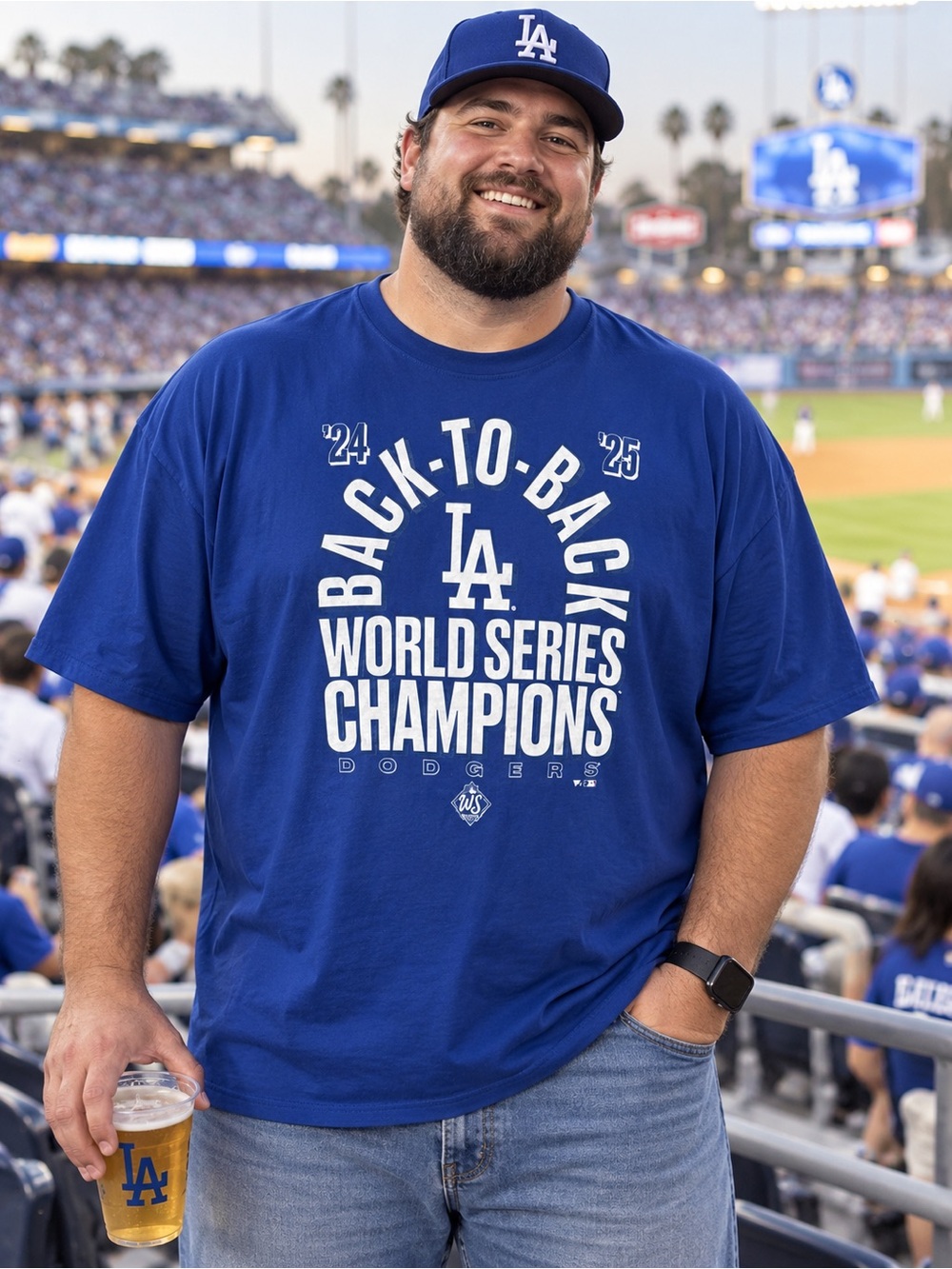 🆕 Fanatics Los Angeles Dodgers Back-to-Back World Series Champions Tee 3XL Tall